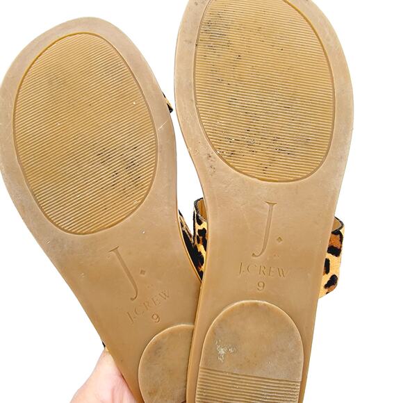 J. Crew Factory Leopard Calf Hair Easy Summer Slide Sandals - Size 9 - Picture 5 of 5